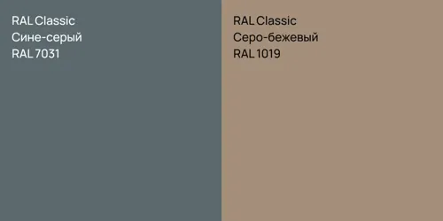 RAL 7031 Сине-серый vs RAL 1019 Серо-бежевый