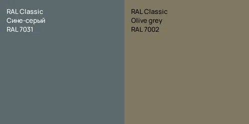 RAL 7031 Сине-серый vs RAL 7002  Olive grey