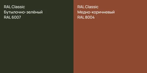 RAL 6007 Бутылочно-зелёный vs RAL 8004 Медно-коричневый