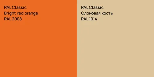 RAL 2008  Bright red orange vs RAL 1014 Слоновая кость
