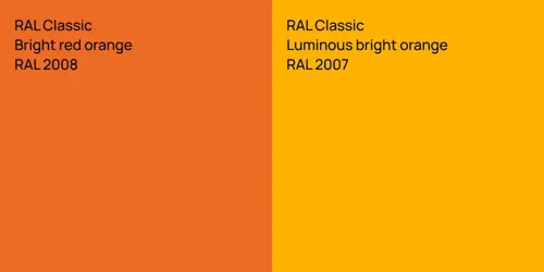 RAL 2008  Bright red orange vs RAL 2007  Luminous bright orange