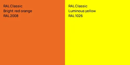 RAL 2008  Bright red orange vs RAL 1026  Luminous yellow