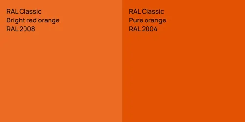 RAL 2008  Bright red orange vs RAL 2004  Pure orange