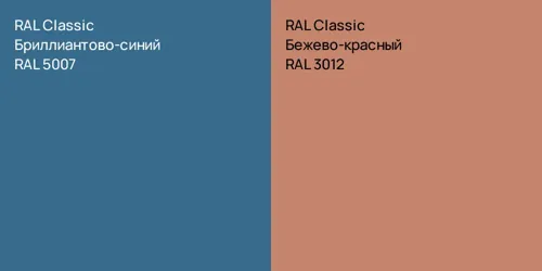 RAL 5007 Бриллиантово-синий vs RAL 3012 Бежево-красный
