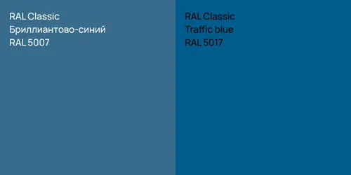 RAL 5007 Бриллиантово-синий vs RAL 5017  Traffic blue