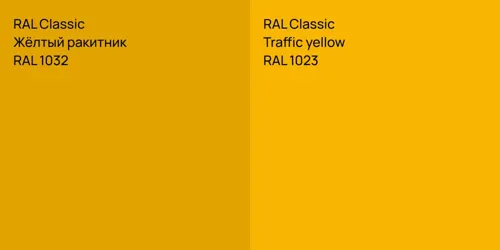 RAL 1032 Жёлтый ракитник vs RAL 1023  Traffic yellow