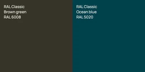 RAL 6008  Brown green vs RAL 5020  Ocean blue