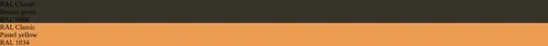 RAL 6008  Brown green vs RAL 1034  Pastel yellow