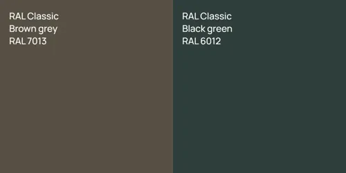 RAL 7013  Brown grey vs RAL 6012  Black green