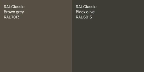 RAL 7013  Brown grey vs RAL 6015  Black olive