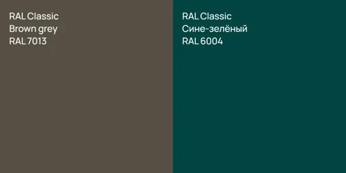 RAL 7013  Brown grey vs RAL 6004 Сине-зелёный