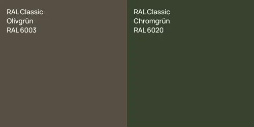 RAL 7013  Brown grey vs RAL 6020 Хромовый зелёный