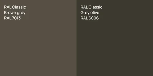 RAL 7013  Brown grey vs RAL 6006  Grey olive