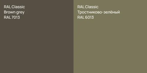RAL 7013  Brown grey vs RAL 6013 Тростниково-зелёный