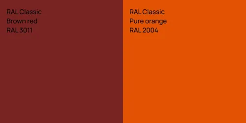 RAL 3011  Brown red vs RAL 2004  Pure orange
