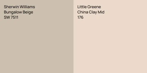 SW 7511 Bungalow Beige vs 176 China Clay Mid