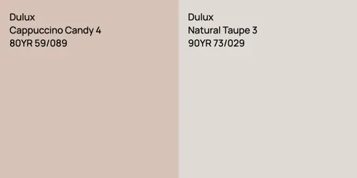 80YR 59/089 Cappuccino Candy 4 vs 90YR 73/029 Natural Taupe 3