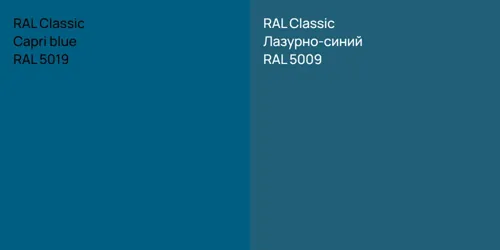RAL 5019  Capri blue vs RAL 5009 Лазурно-синий