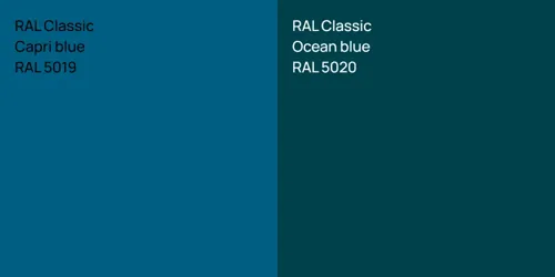 RAL 5019  Capri blue vs RAL 5020  Ocean blue