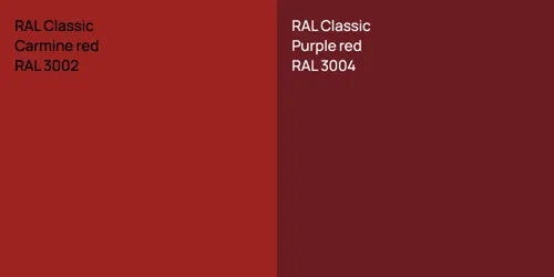 RAL 3002  Carmine red vs RAL 3004  Purple red