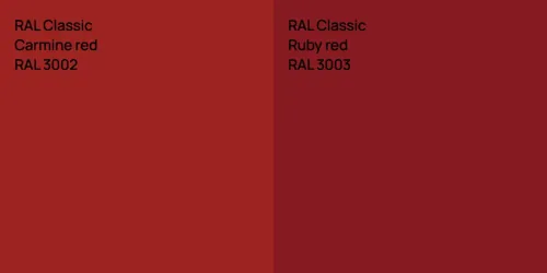RAL 3002  Carmine red vs RAL 3003  Ruby red