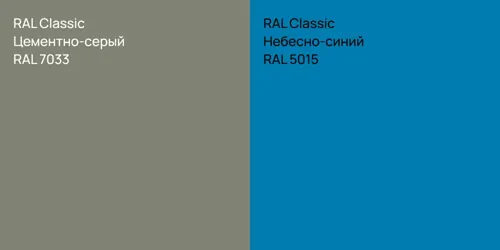 RAL 7033 Цементно-серый vs RAL 5015 Небесно-синий