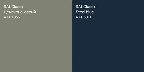 RAL 7033 Цементно-серый vs RAL 5011  Steel blue