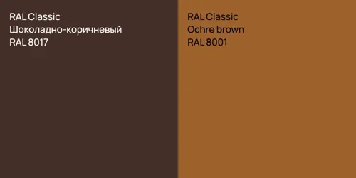 RAL 8017 Шоколадно-коричневый vs RAL 8001  Ochre brown