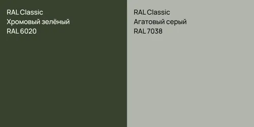 RAL 6020 Хромовый зелёный vs RAL 7038 Агатовый серый