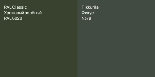 RAL 6020 Хромовый зелёный vs N378 Фикус