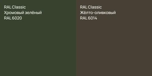 RAL 6020 Хромовый зелёный vs RAL 6014 Жёлто-оливковый