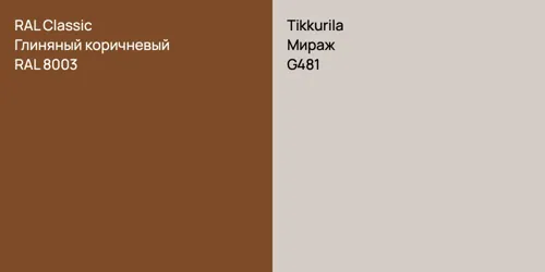 RAL 8003 Глиняный коричневый vs G481 Мираж
