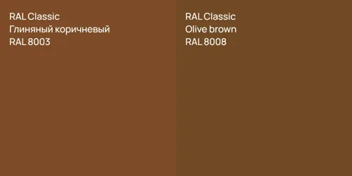 RAL 8003 Глиняный коричневый vs RAL 8008  Olive brown