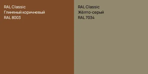 RAL 8003 Глиняный коричневый vs RAL 7034 Жёлто-серый