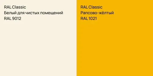 RAL 9012 Белый для чистых помещений vs RAL 1021 Рапсово-жёлтый