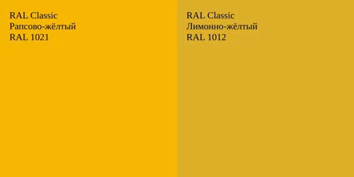 RAL 1021 Рапсово-жёлтый vs RAL 1012 Лимонно-жёлтый