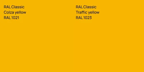RAL 1021 Рапсово-жёлтый vs RAL 1023  Traffic yellow