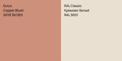 50YR 36/263 Copper Blush vs RAL 9001 Кремово-белый