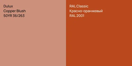 50YR 36/263 Copper Blush vs RAL 2001 Красно-оранжевый