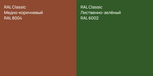 RAL 8004 Медно-коричневый vs RAL 6002 Лиственно-зелёный