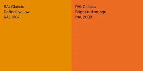 RAL 1007  Daffodil yellow vs RAL 2008  Bright red orange