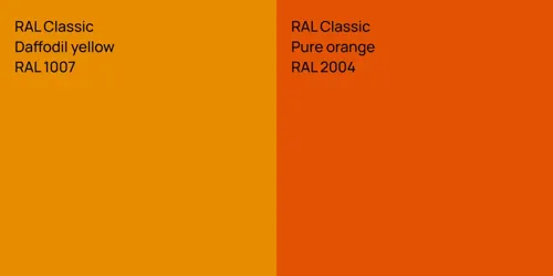 RAL 1007  Daffodil yellow vs RAL 2004  Pure orange
