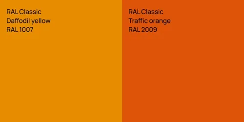 RAL 1007  Daffodil yellow vs RAL 2009  Traffic orange