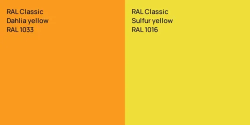 RAL 1033  Dahlia yellow vs RAL 1016  Sulfur yellow