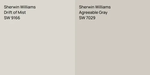 SW 9166 Drift of Mist vs SW 7029 Agreeable Gray