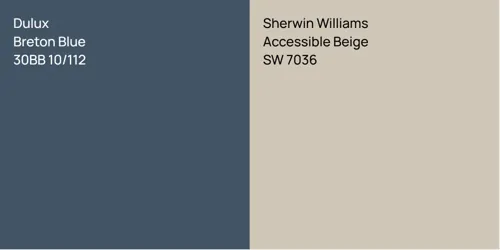 30BB 10/112 Breton Blue vs SW 7036 Accessible Beige