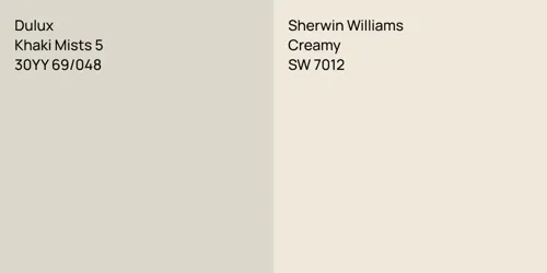 30YY 69/048 Khaki Mists 5 vs SW 7012 Creamy