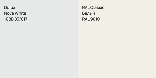 10BB 83/017 Nova White vs RAL 9010 Белый