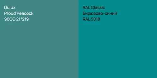 90GG 21/219 Proud Peacock vs RAL 5018 Бирюзово-синий