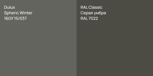16GY 15/037 Spheric Winter vs RAL 7022 Серая умбра